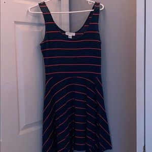 Forever 21 Navy Dress w/ Pink Horizontal Stripes